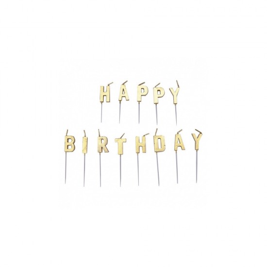 9902307 13 candele lettere happy birthay oro h 6/7.7 cm