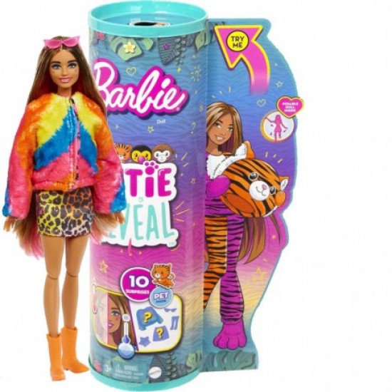 Hkp99 bambola barbie tigre cutie reveal serie giungla