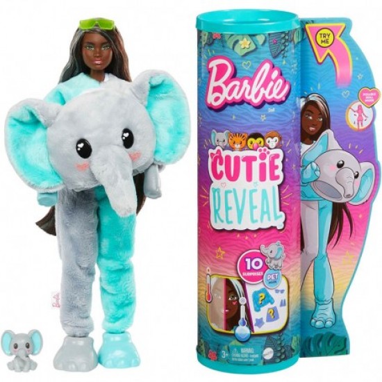 Hkp98 bambola barbie elefante cutie reveal serie giungla