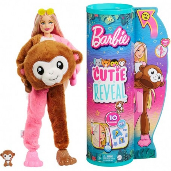 Hkr01 bambola barbie scimmietta cutie reveal serie giungla