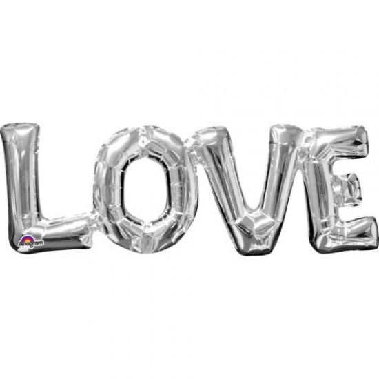 3310101 palloncino foil supershape frase love argento 63x22 cm
