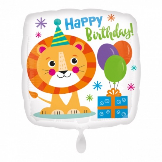 4129501 palloncino foil standard leone happy birthay