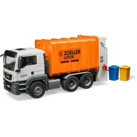 03762  man tgs camion trasporto rifiuti caric. posteriore (arancio)