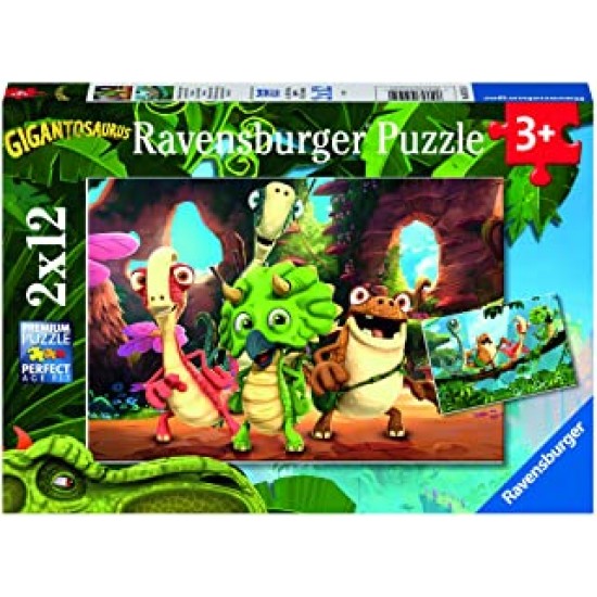 05125 puzzle 2x12 pz la piccola banda di dinosauri