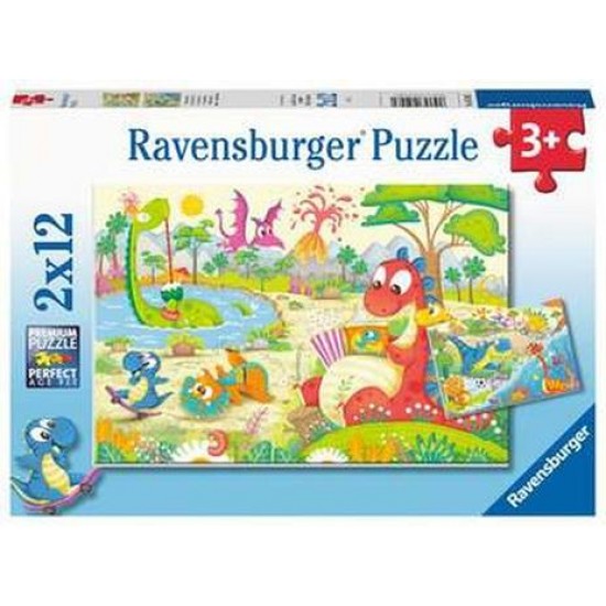 05246 puzzle 2x12 pz dinosauri giocosi