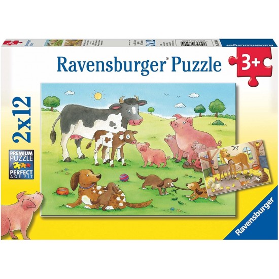 07590 puzzle 2x12 pz famiglie animali