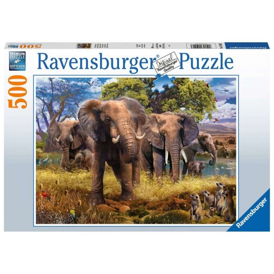 15040 puzzle 500 pz famiglia di elefanti