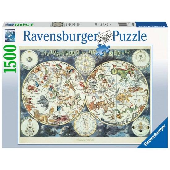 16003 puzzle 1500 pz mappa del mondo di animali fantastici