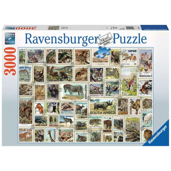17079 puzzle 3000 pz francobolli degli animali