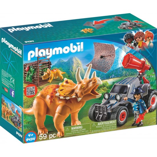 Playmobil 9434 fuoristrada con rete per i dinosauri
