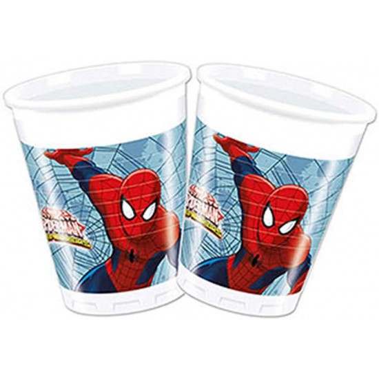 5pr85153 bicchiere plastica 200 ml, ultimate spiderman web warriors 8 pz