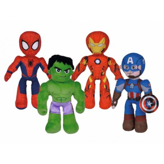 6315875790 peluche disney marvel poseable 25 cm 4 assortiti capitan america, iron man, spider man e hulk