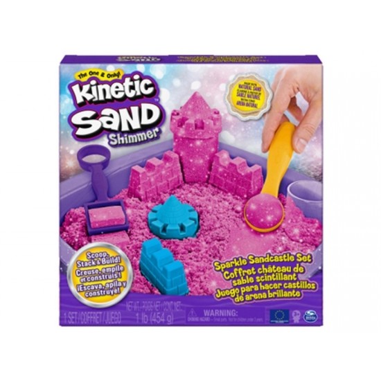 6063520 kinetic sand playset castello di sabbia shimmer rosa