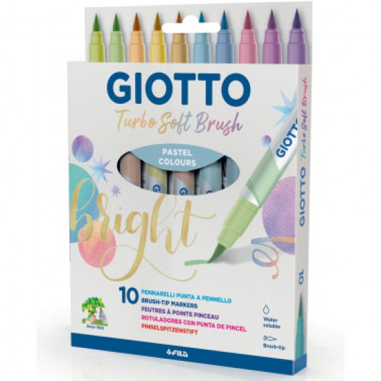 F426900 giotto pennarelli punta pennello turbo soft brush pastel scatola 10 colori