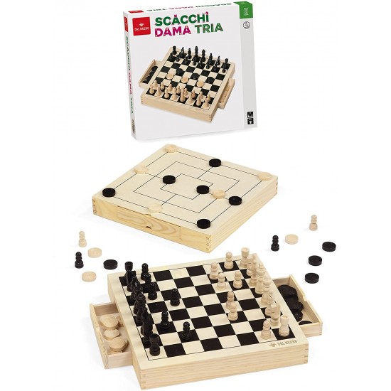 053490 scacchi dama tria legno cm 30