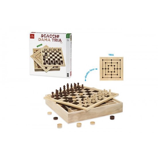 053909 scacchi dama tria top in legno cm 36