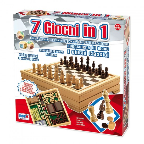 4841 gioco legno scacchi 7 giochi in 1