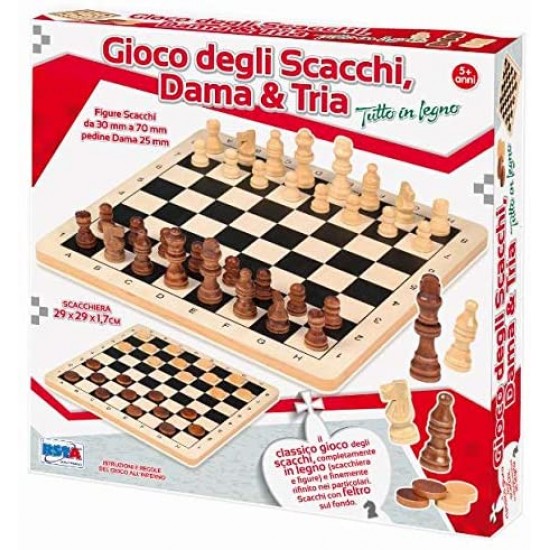 10467 gioco degli scacchi dama tria 29 x 29 cm