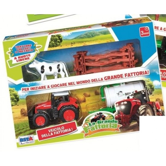 11277 trattore fattoria con carro e animali