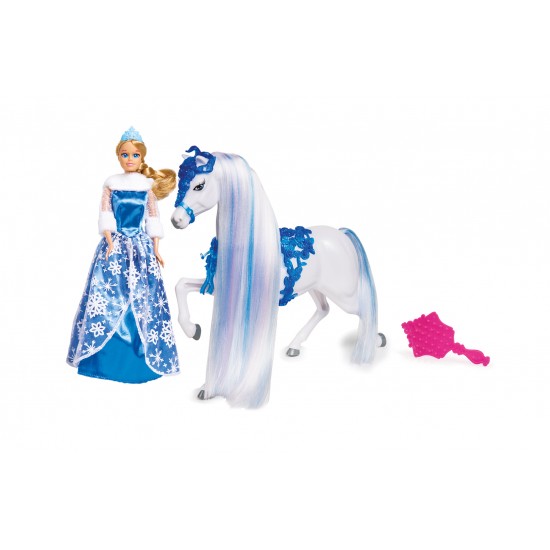 Gg02954 princess regina dei ghiacci con cavallo 30 cm