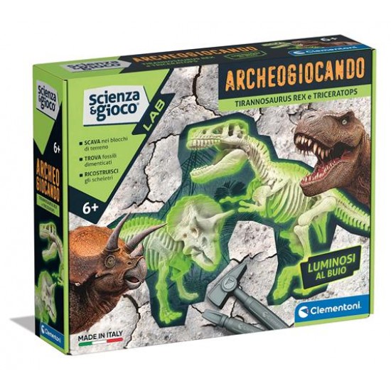 19345 scienza e gioco archeogiocando - t-rex & triceratopo