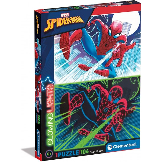 27555 puzzle glowinng spiderman 104 pezzi