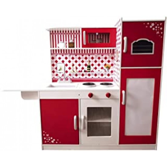 Ggi190250 giochi di casa cucina rossa in legno 110x118x34