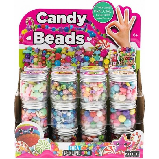 87004 perline colorate candy beads in barattolo