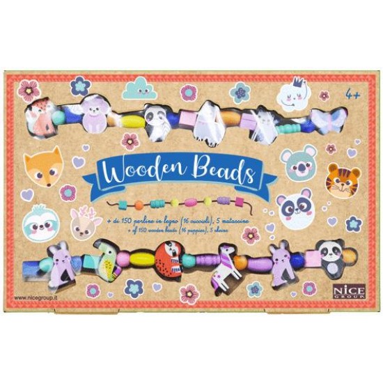 87027 wooden beads set animali del bosco