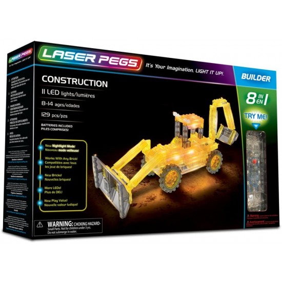 L81011 laser pegs costruzione luiminosa escavatore 8 in 1