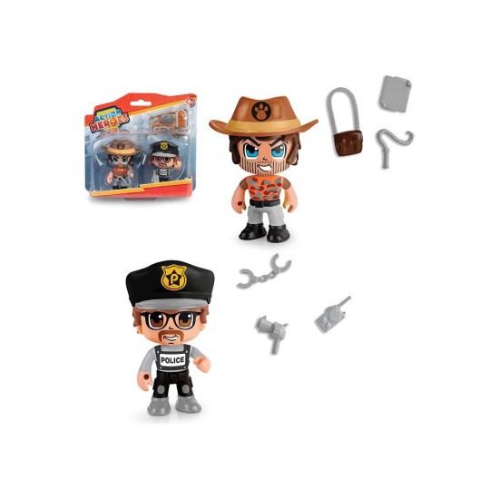 Acn11020 action figure double pack cowboy + poliziotto