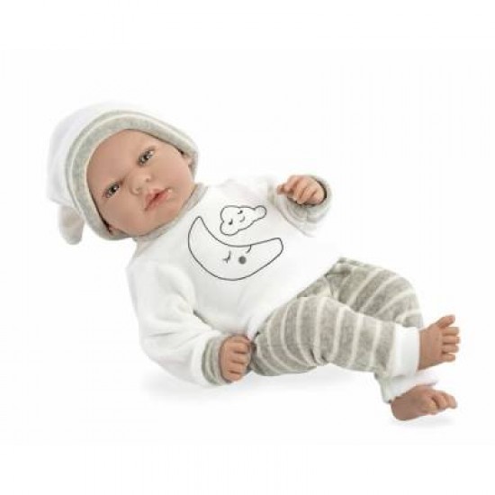 Giocheria pos190188 bebe' con pigiama grigio e suoni
