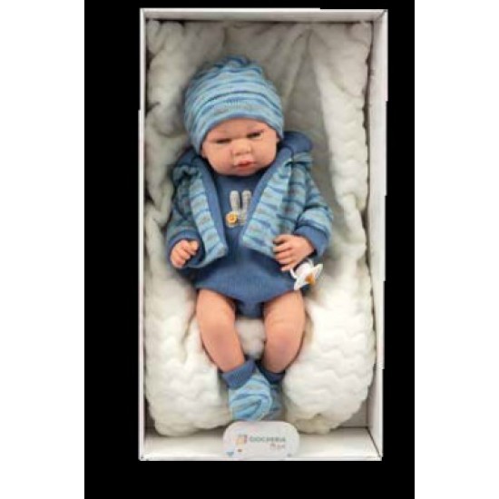Pos200060 arias elegance bebe' 40 cm con cuscino azzurro