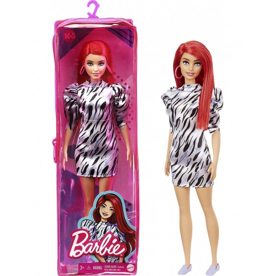 Grb56 barbie fashionistas con vestito zebrato