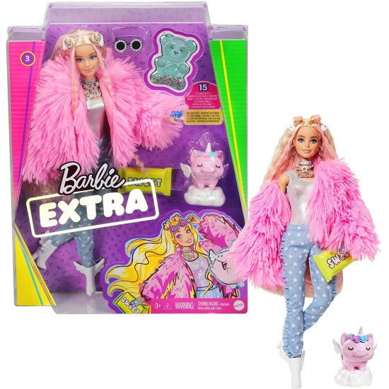 Grn20 barbie extra rosa con 10 accessori alla moda